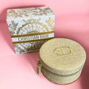 Christian Dior Gold Round Jewelry Box